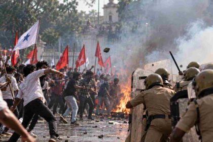 Smoky Clash Between Protesters and Police compressed
